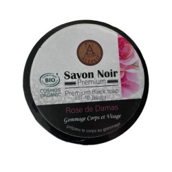 Czarne Mydło Aleppo Róża Damasceńska BIO | Savon Noir Rose de Damas Cosmos Organic 250g