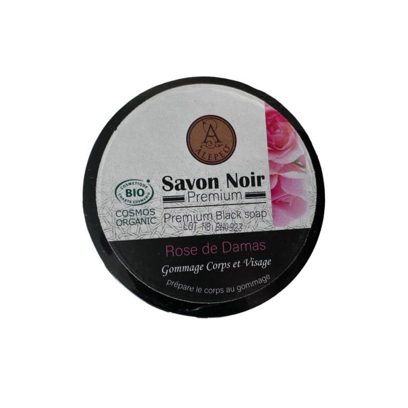 Czarne Mydło Aleppo Róża Damasceńska BIO | Savon Noir Rose de Damas Cosmos Organic 250g